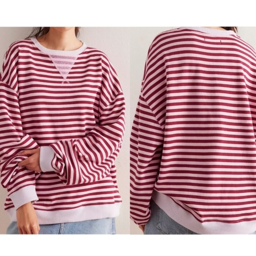 NWOT !!!!    Free People Classic Striped Oversized Crewneck XL
